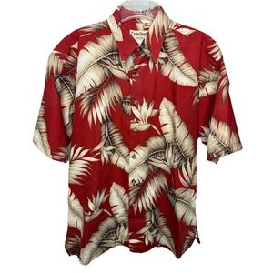 Cooke Street Men's Large Red Hawaiian Floral Short Sleeve Button Down Shirt